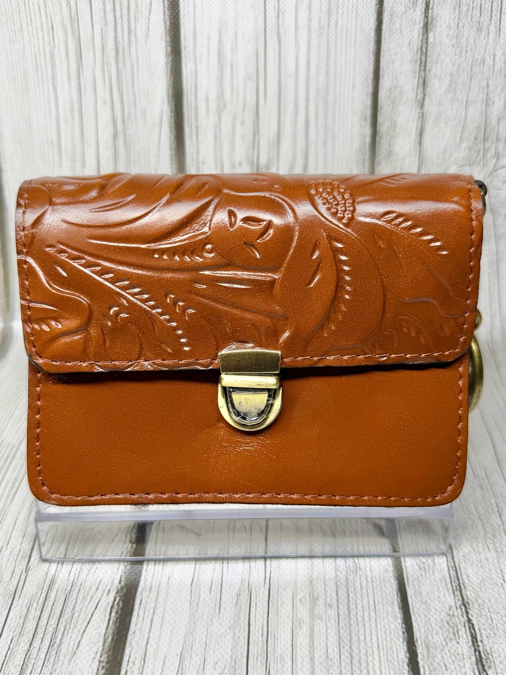 PRE LOVED Patricia Nash Mini Lanza Key Fob in Florence Brown
